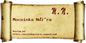 Mocsinka Nóra névjegykártya